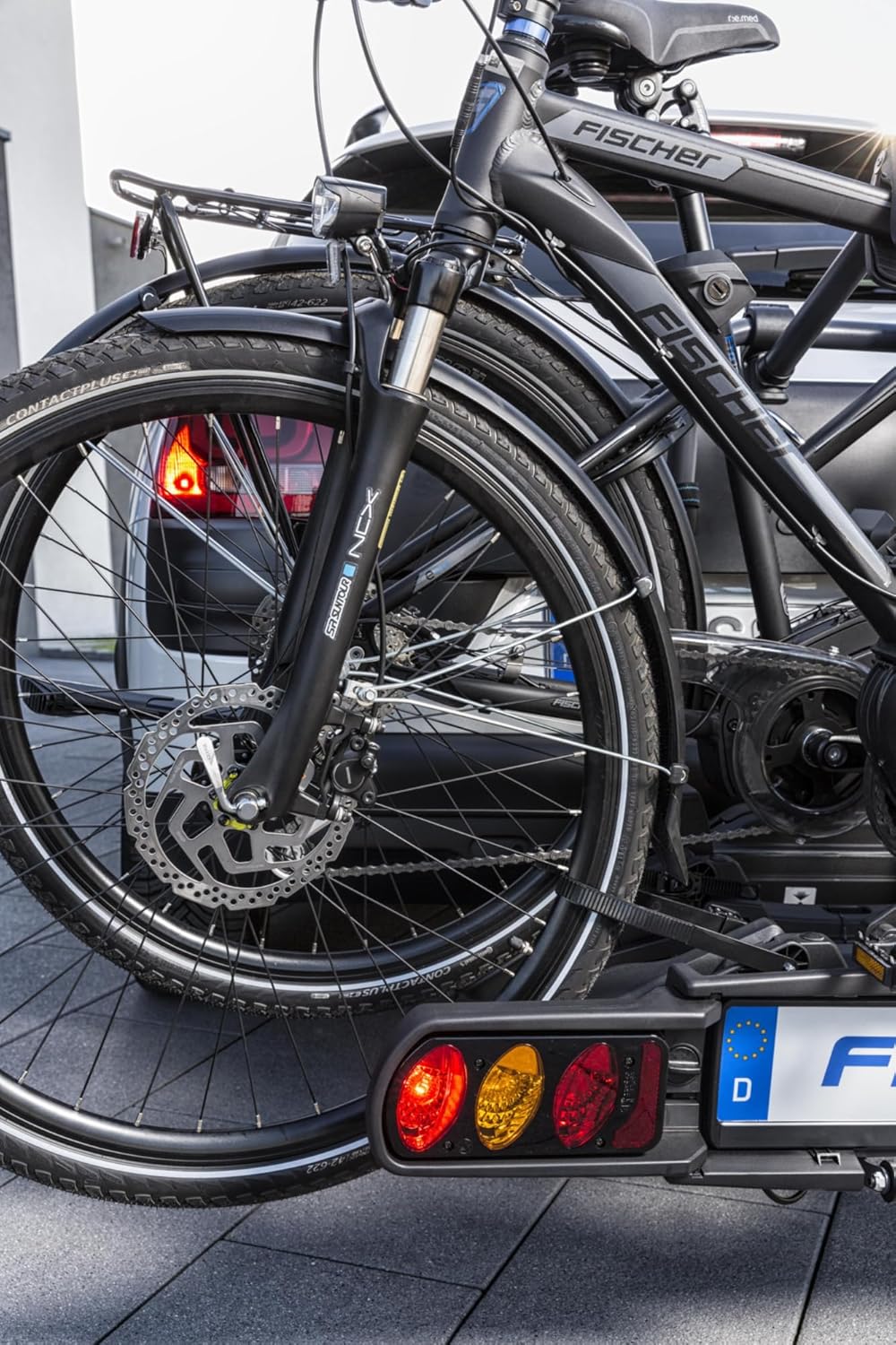 Fischer Kupplungs-Fahrradträger ProlineEvo 2, für 2 Fahrräder bis 60kg Nutzlast, E-Bike geeignet, vormontiert, abschließbar, faltbar – Bild 9
