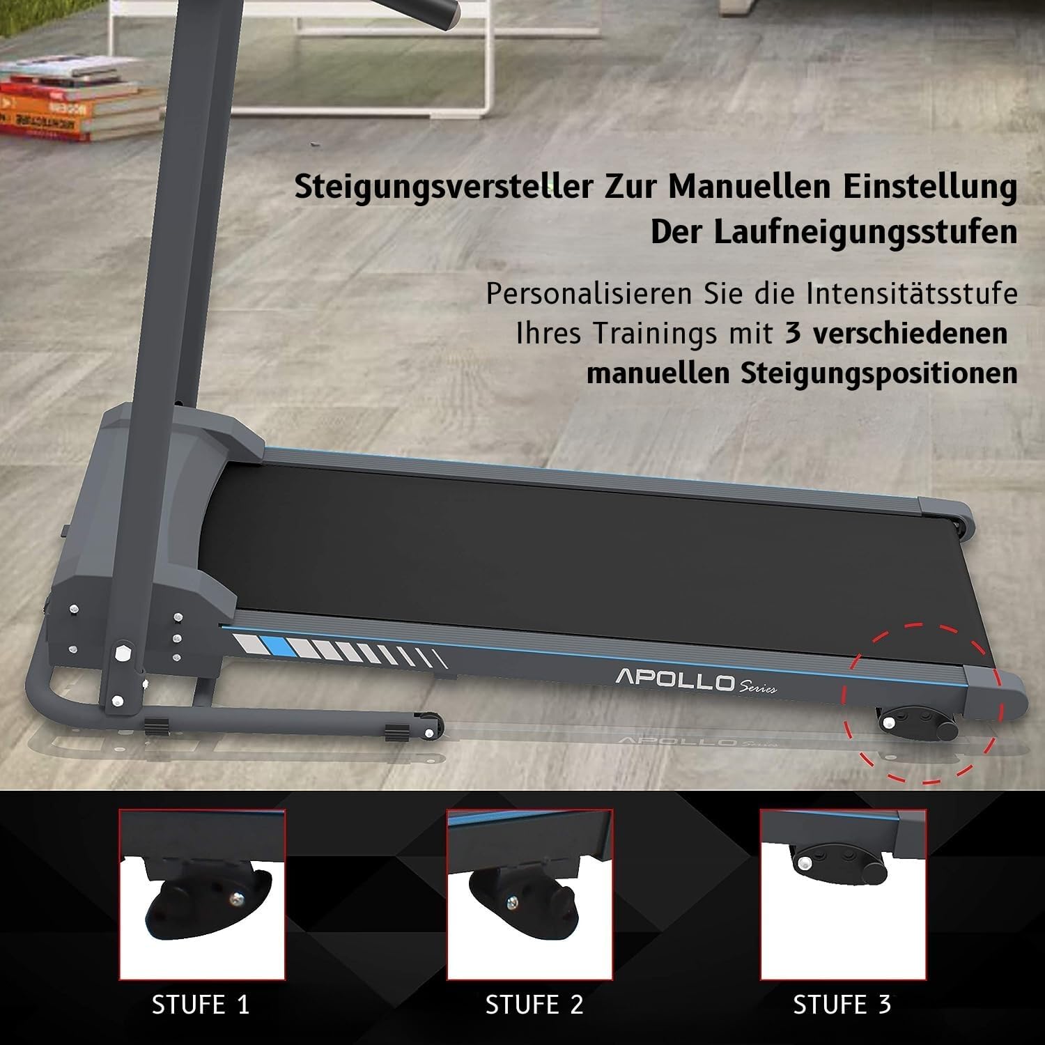 SereneLife Laufband für zuhause - Walking Pad klappbar, Running pad, mit LED-Anzeige,Treadmill for Home, Bluetooth App Sync, Digital Fitness, Walkpad mit Steigung, bis zu 10km/h – Bild 4