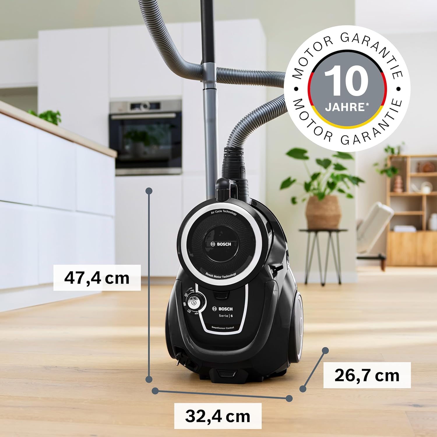 Bosch Staubsauger beutellos Serie 6 BGC41X36, Bodenstaubsauger, ideal für Allergiker, Hygiene-Filter, Bodendüse für Parkett, Teppich, Fliesen, Starke Saugleistung, leise, 700 W, blau – Bild 4