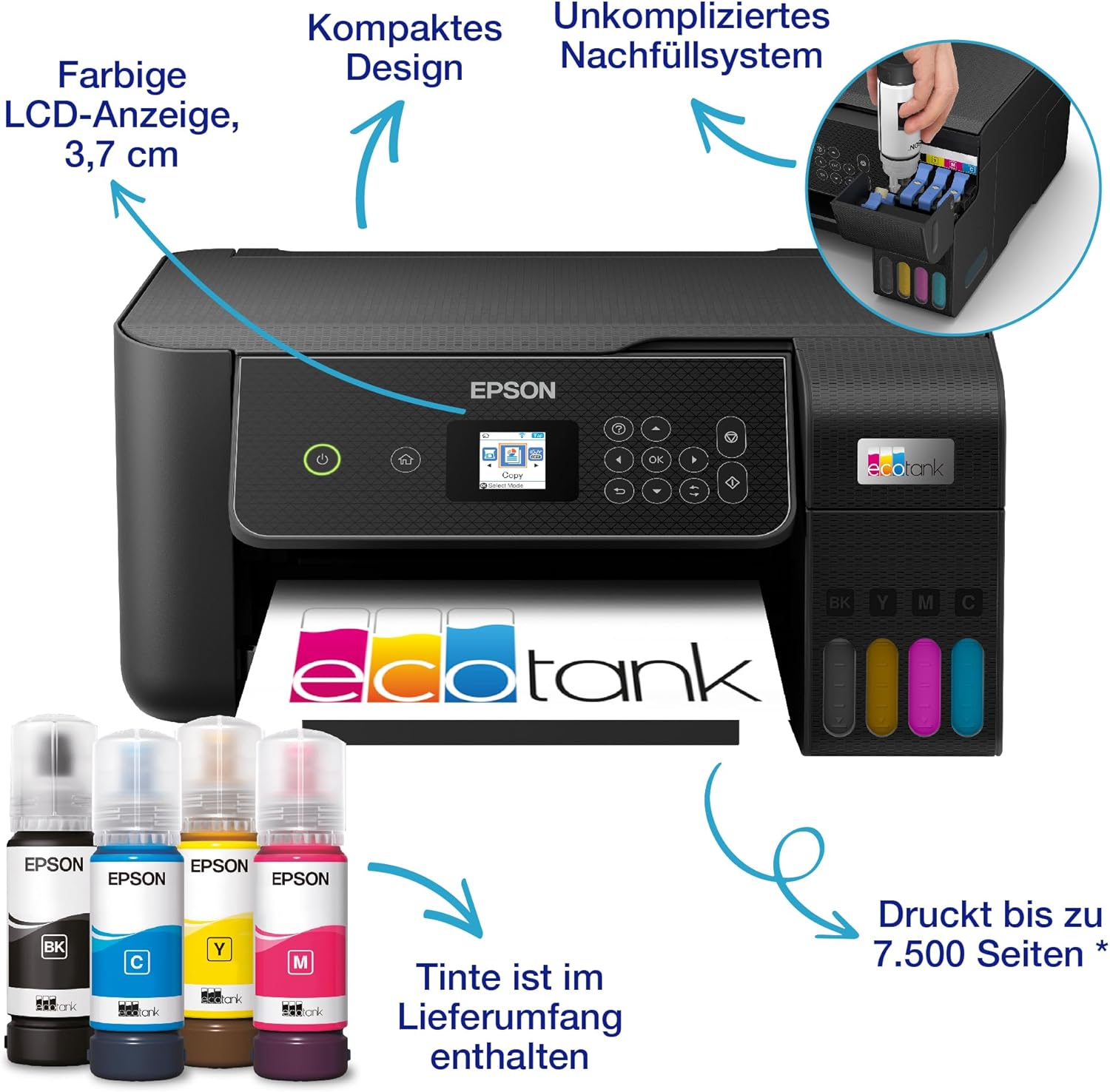 Epson EcoTank ET-2870 A4-Multifunktions-Wi-Fi-Tintentankdrucker, mit einem im Lieferumfang enthaltenen Vorrat an Tinten bis zu 3 Jahren – Bild 43