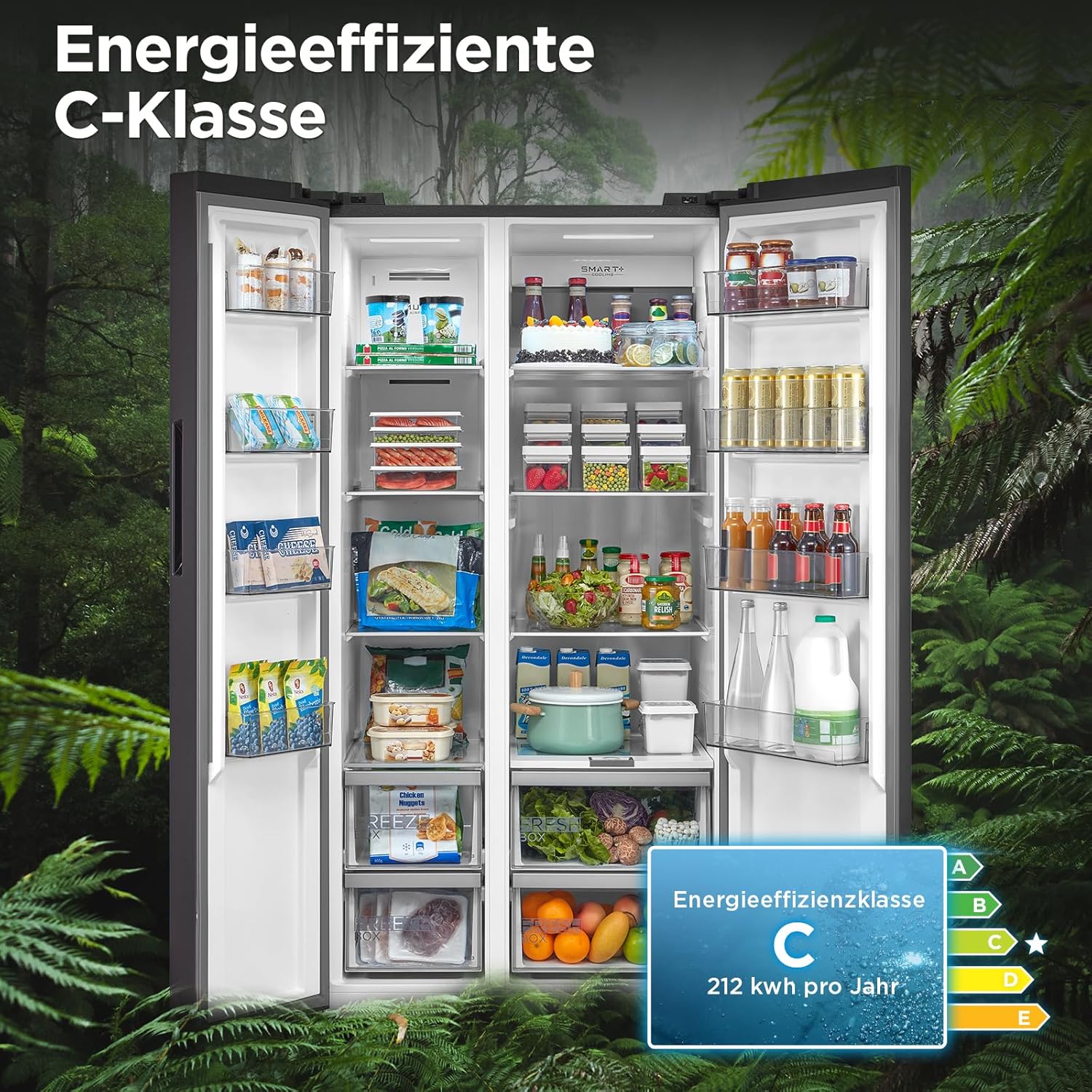 Midea KS-DDX 6.32 WT Side-by-Side Kühl-/Gefrierkombination/ 178,8 cm Hhe/ 254 kWh/Jahr/No Frost/Dual Inverter Compressor/mit 3in1 Wasser-/Eisspender und Wassertank, Dark Inox – Bild 38