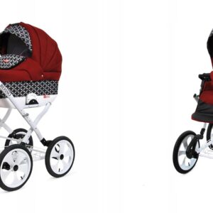 BabyLux® Bambimo Kinderwagen Set 2 in 1 - Rosso - incl. Babywanne, Buggy Sportsitz - Kinderwagenset - Kombikinderwagen mit Wickeltasche, Regenschutz, Moskitonetz, Cupholder usw.
