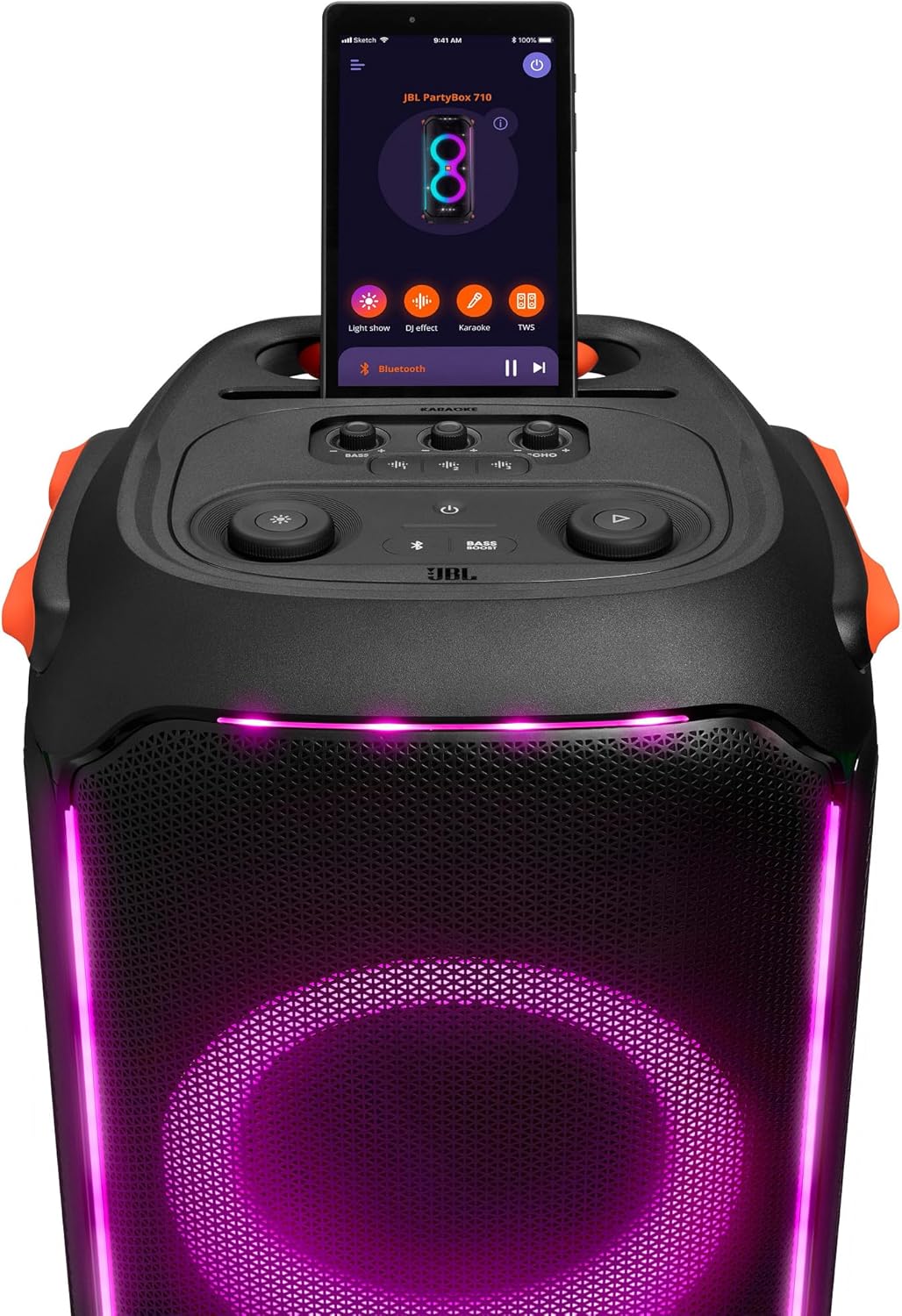 JBL PartyBox 710 - Schwarz – Trag - und rollbarer Bluetooth Party-Lautsprecher mit Lichteffekten – Spritzwassergeschützte, mobile Musikbox – Bild 31