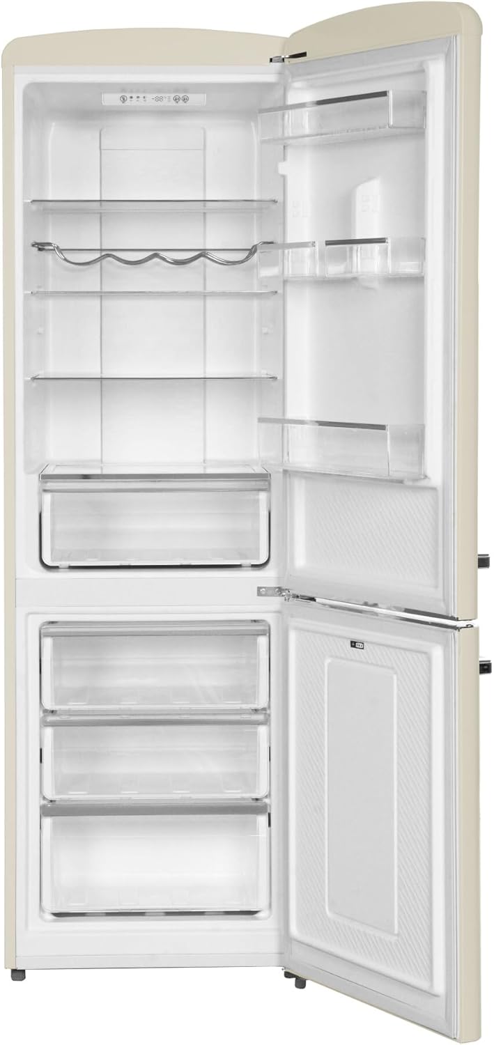 Amica KGCR 387 100 B Retro Kühl-/Gefrierkombination / Coffee Cream (Beige) / 181cm (H) x 55cm (B) x 62cm (T) / Retro-Design / Kühlschrank mit Gefrierfach – Bild 25