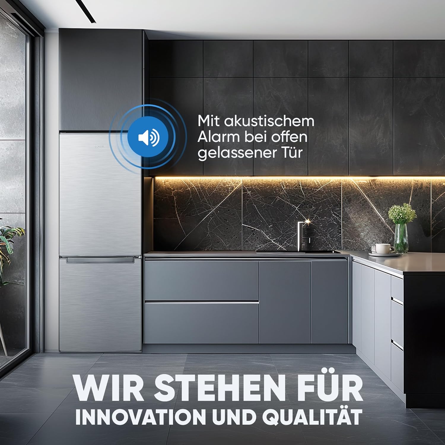 Bomann Kühlschrank mit Gefrierfach 143cm hoch | Kühl Gefrierkombination 173L mit 3 Ablagen & 3 Schubladen | Türanschlag wechselbar | leise Kühlgefrierkombi 40db | Kühlschrank KG 7359 inox – Bild 15