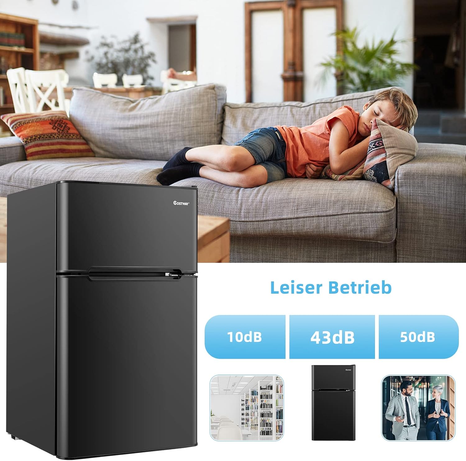 COSTWAY 90L Kühlschrank mit 27L Gefrierfach Kühl-Gefrier-Kombination Standkühlschrank Gefrierschrank mini Kühlschrank (weiß) – Bild 5