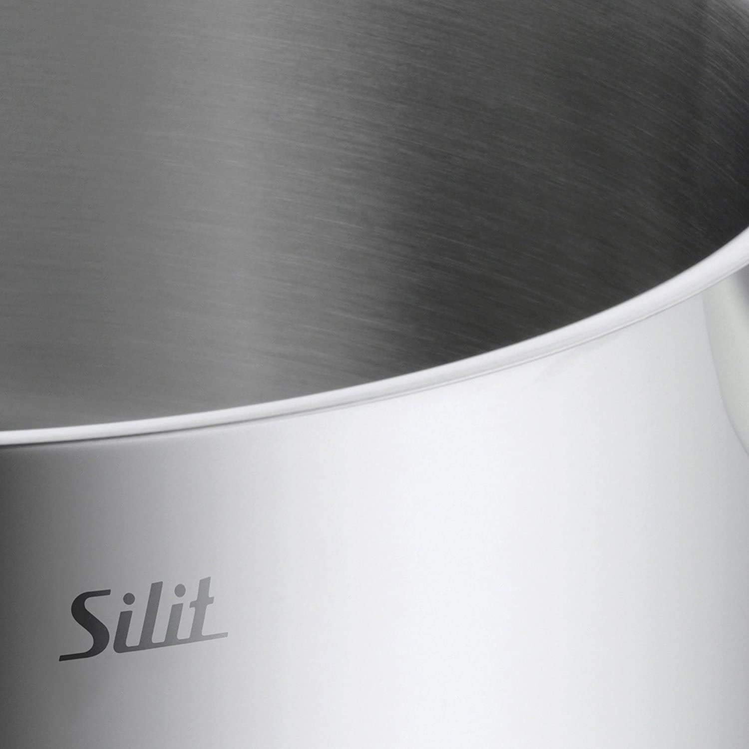 Silit Toskana Topfset induktionsgeeignet 10-teilig, Kochtopf Set mit Glasdeckel, Induktionskochtöpfe, Milchtopf, Dämpfer, Pfanne, Edelstahl teilmattiert, Induktions Töpfe Set unbeschichtet – Bild 11