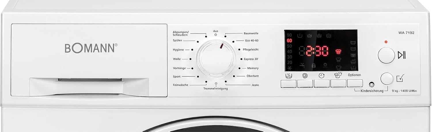 Bomann® Waschmaschine 10kg | max. 1400 U/min | 10 Jahre Motor-Garantie | effizienter, leiser & langlebiger Invertermotor | 15 Programme | Endzeitvorwahl | LED-Display | Washing Machine WA 7110 – Bild 7