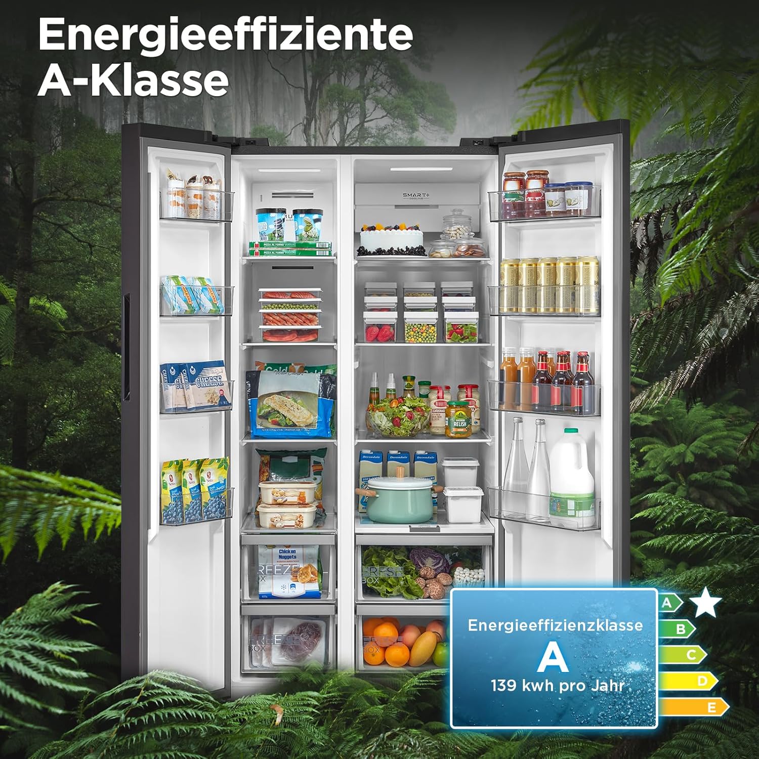 Midea KS-DDX 6.32 WT Side-by-Side Kühl-/Gefrierkombination/ 178,8 cm Hhe/ 254 kWh/Jahr/No Frost/Dual Inverter Compressor/mit 3in1 Wasser-/Eisspender und Wassertank, Dark Inox – Bild 53