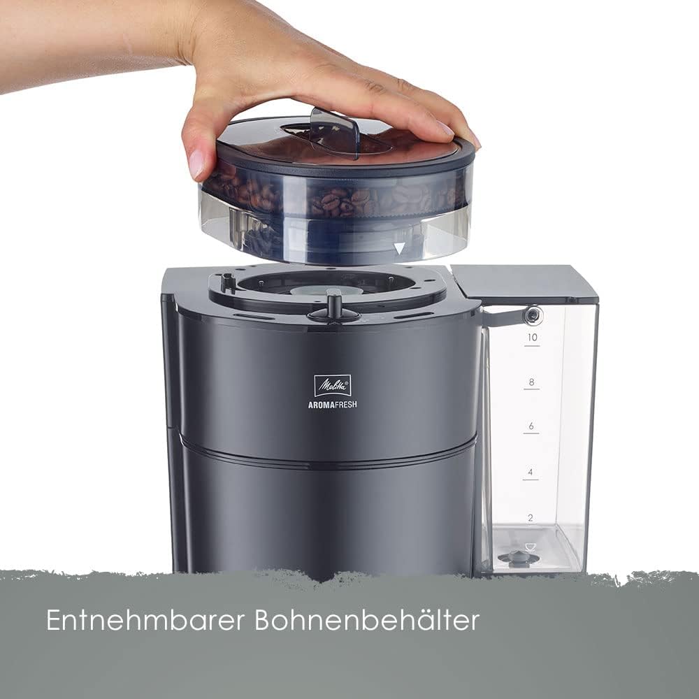 Melitta AromaFresh - Filterkaffeemaschine - mit Glaskanne - integriertes Mahlwerk - Timer Funktion - 10 Tassen - Pure Black – Bild 26