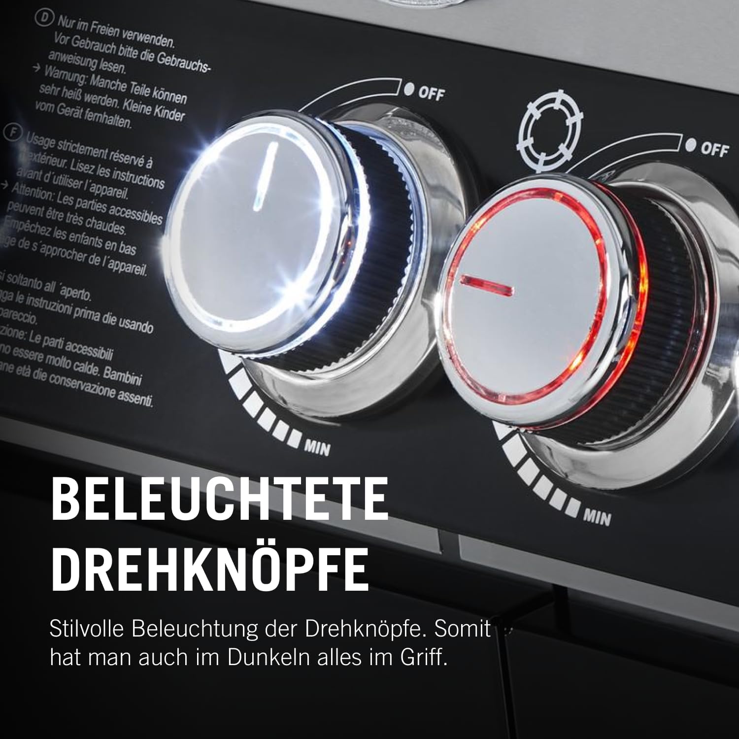 RÖSLE Elektrogrill BBQ-Portable Videro E2-P, tragbarer Tischgrill mit 2 Brennern, Warmhalterost und Deckel mit Glaseinsatz, pulverbeschichteter Stahl, schwarz/silbern – Bild 37