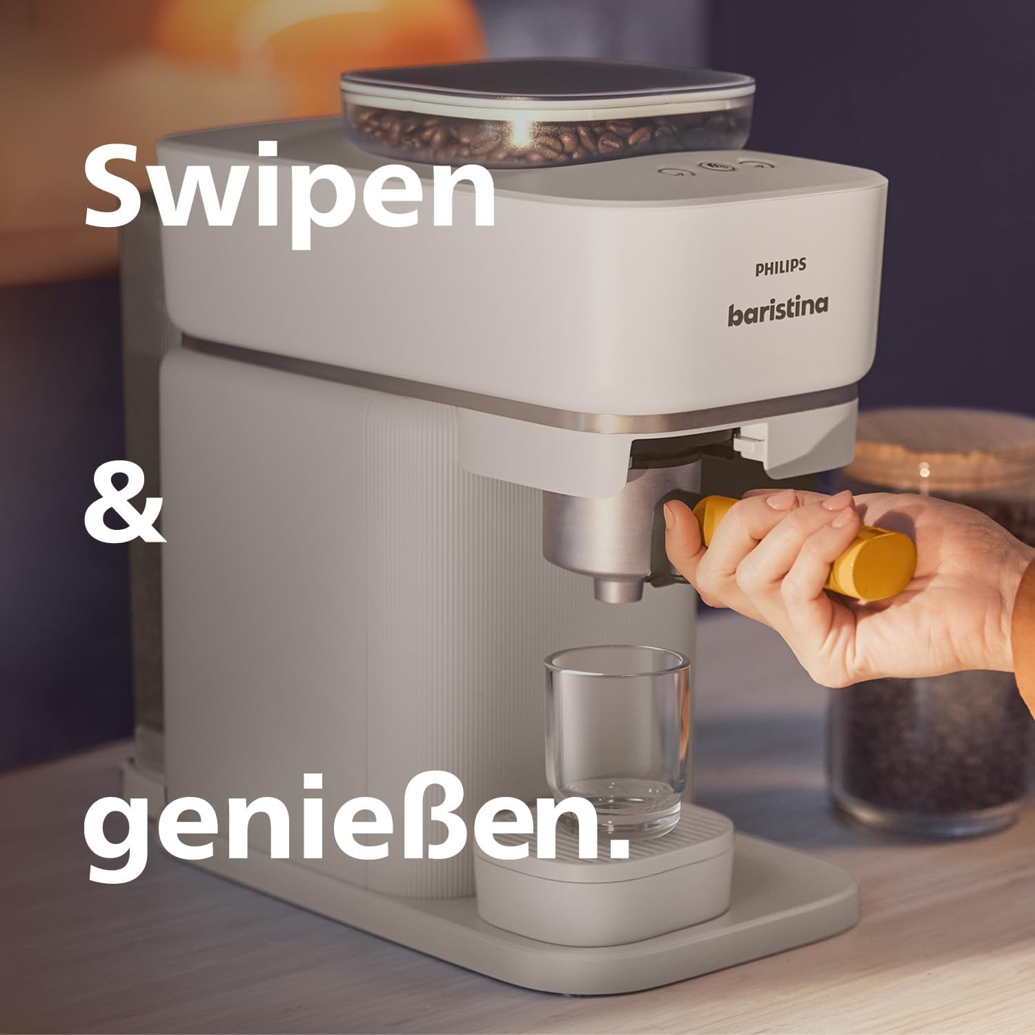 Philips Baristina Espressomaschine - Real Espresso- made simple. Kompakte Kaffeemaschine- Naturweiß mit weißem Siebträger- 16-bar-Pumpendruck- automatisches Mahlwerk- Cafe Crema (BAR300/00) – Bild 22