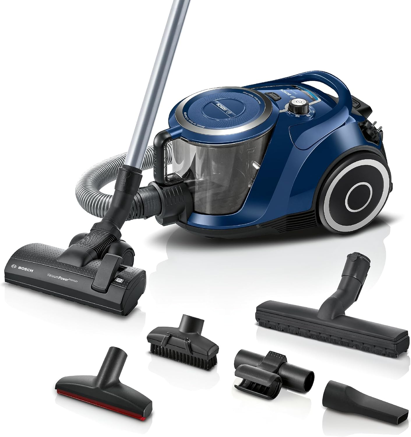 Bosch Staubsauger beutellos Serie 6 BGC41X36, Bodenstaubsauger, ideal für Allergiker, Hygiene-Filter, Bodendüse für Parkett, Teppich, Fliesen, Starke Saugleistung, leise, 700 W, blau – Bild 2
