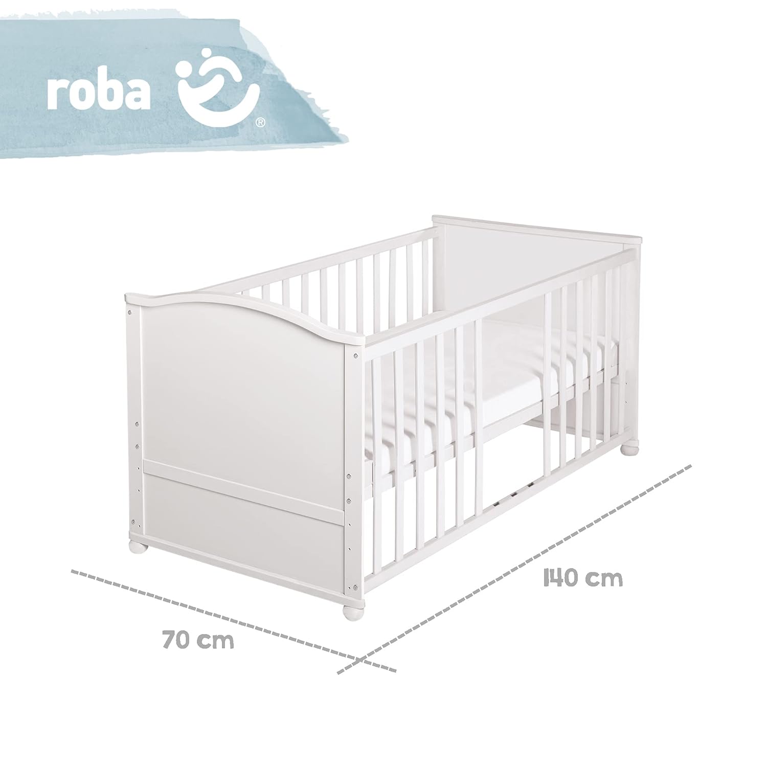 roba Babybett Set Adam & Eule - 70 x 140 cm - Mitwachsendes Kinderbett mit Bettwäsche, Himmel, Matratze - Höhenverstellbar - zu Juniorbett umbaubar - Holz weiß – Bild 22