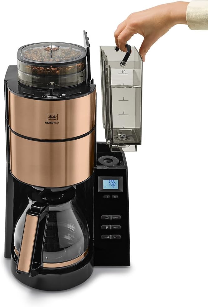 Melitta AromaFresh - Filterkaffeemaschine - mit Glaskanne - integriertes Mahlwerk - Timer Funktion - 10 Tassen - Pure Black – Bild 20