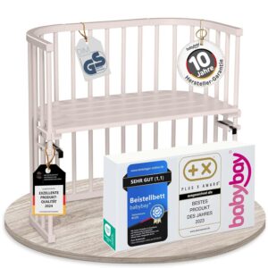 babybay Original Beistellbett aus massivem Buchenholz / kompakt & verwandelbar / Kinderbett Höhe stufenlos verstellbar & umweltfreundlich / mitwachsendes Babybett (weiß lackiert) / inkl. Matratze