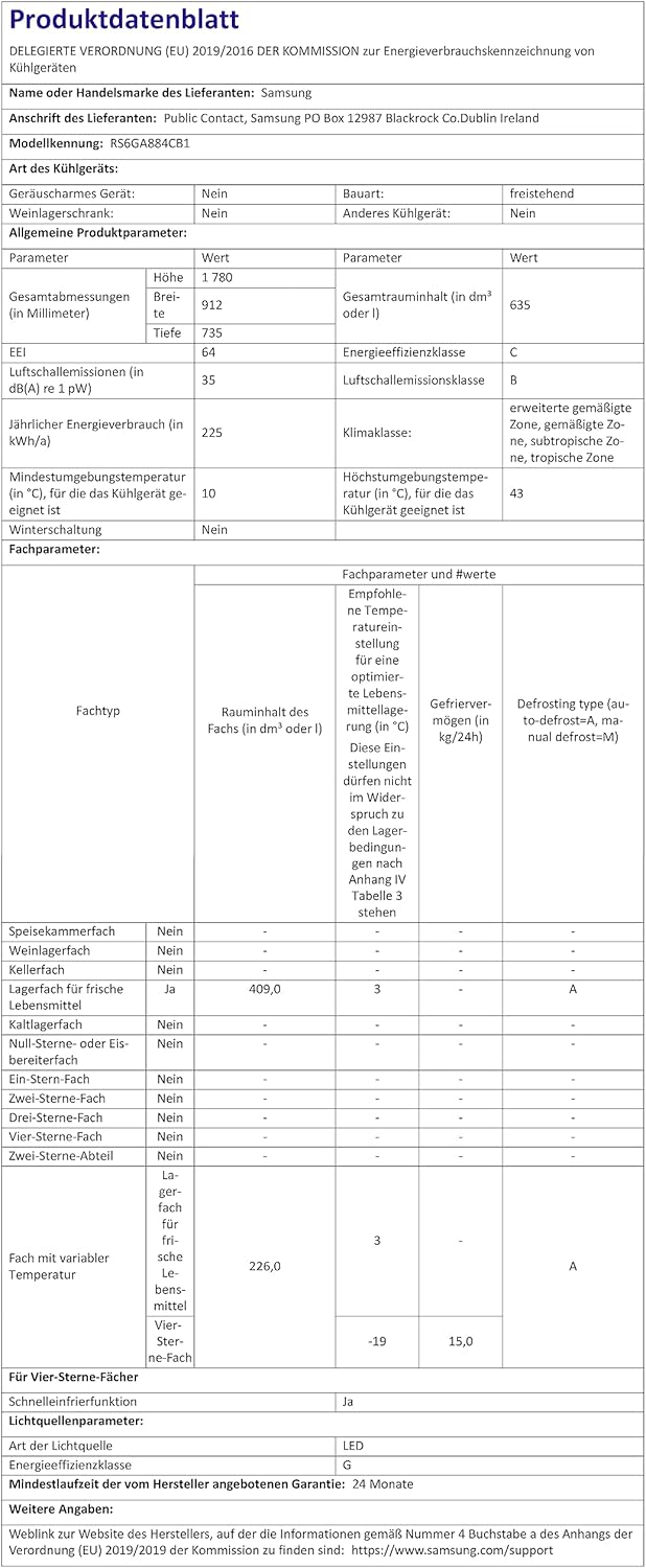 Samsung Side-by-Side-Kühlschrank mit Gefrierfach, 178 cm, 635 l, AI Energy Mode, Wasser- und Eisspender, No Frost+, Premium Black Steel, RS6GA854CB1/EG – Bild 20