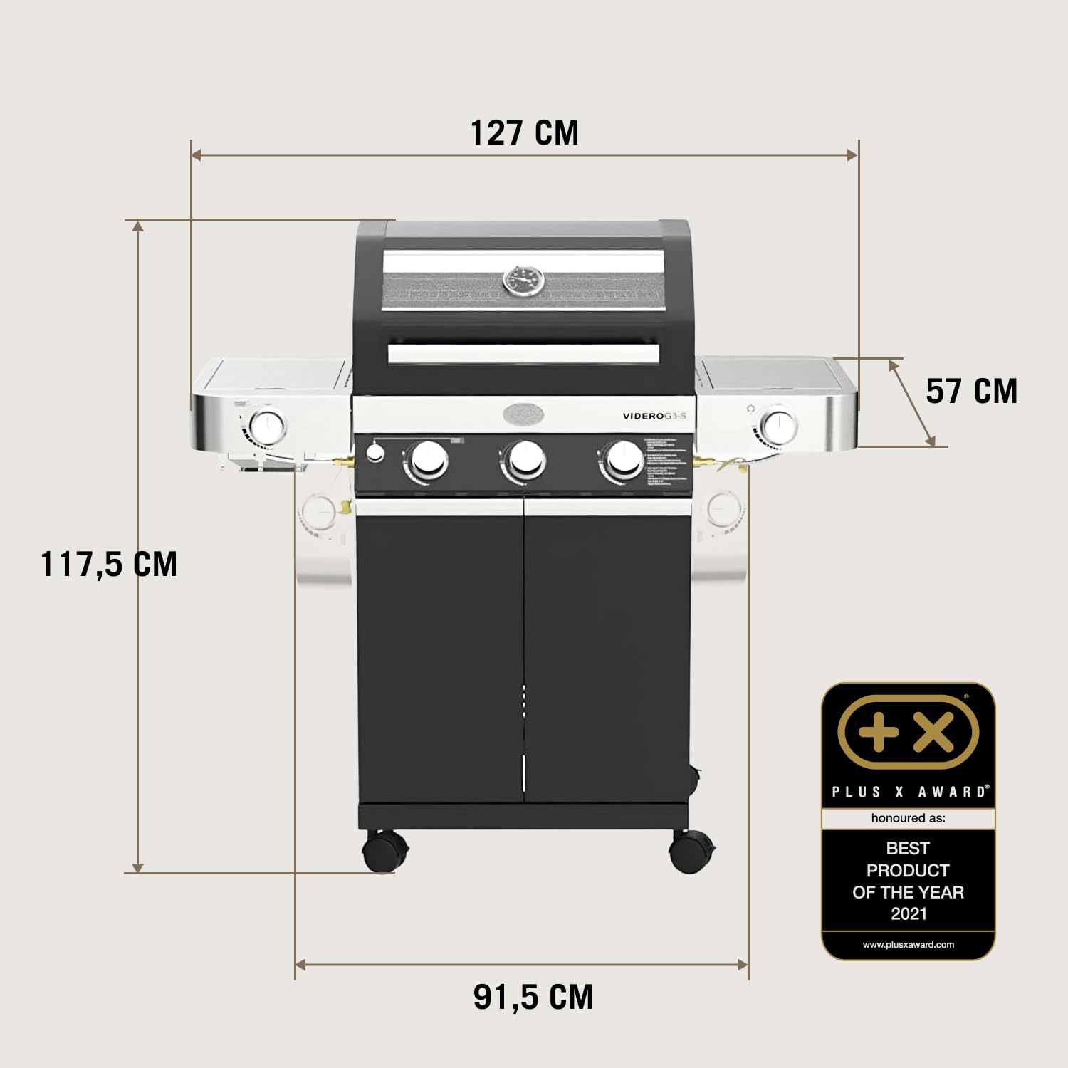 RÖSLE Elektrogrill BBQ-Portable Videro E2-P, tragbarer Tischgrill mit 2 Brennern, Warmhalterost und Deckel mit Glaseinsatz, pulverbeschichteter Stahl, schwarz/silbern – Bild 72