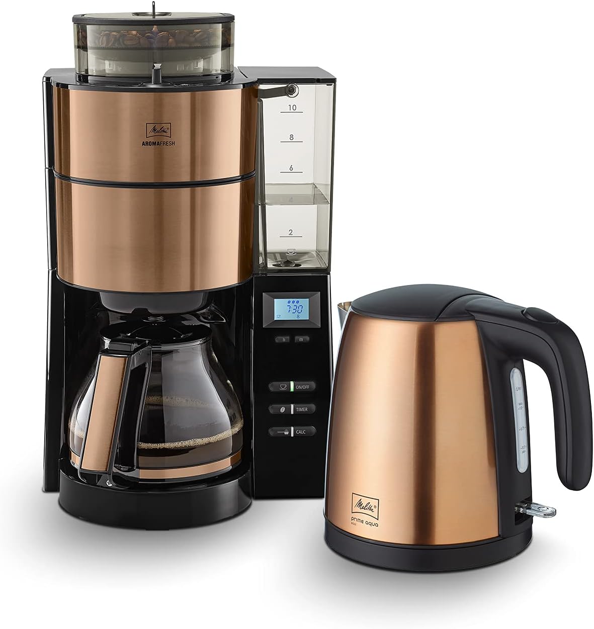 Melitta AromaFresh - Filterkaffeemaschine - mit Glaskanne - integriertes Mahlwerk - Timer Funktion - 10 Tassen - Pure Black – Bild 4