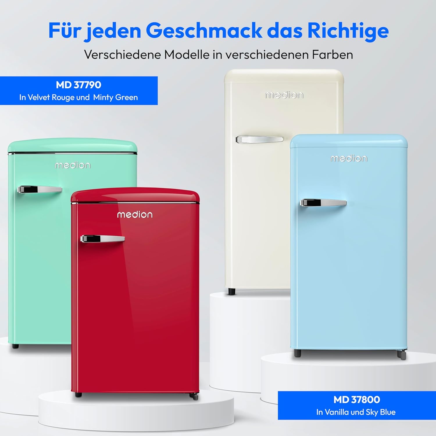 MEDION Retro Kühl-Gefrierkombination (95L Kühlschrank, 13L 4 Sterne Gefrierfach, 108 Liter Nutzinhalt, LED Innenbeleuchtung, Stufenlose Temperaturregelung, MD 37790) rot – Bild 17