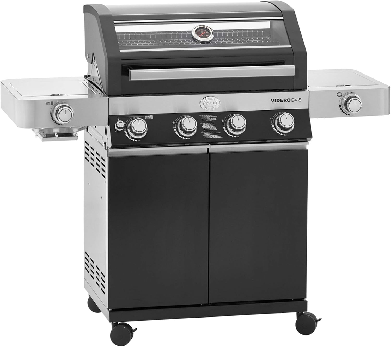 RÖSLE Elektrogrill BBQ-Portable Videro E2-P, tragbarer Tischgrill mit 2 Brennern, Warmhalterost und Deckel mit Glaseinsatz, pulverbeschichteter Stahl, schwarz/silbern – Bild 47