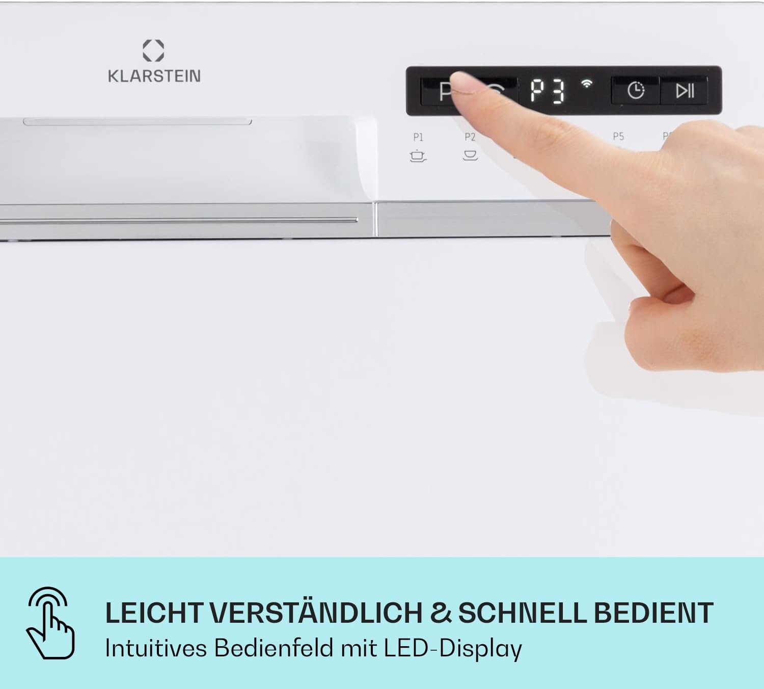 Klarstein ia 8 - Spülmaschine, Geschirrspüler, Freistehend, Teilintegriert, F, 55 cm breit, 8 Maßgedecke, 6 Programme, Aquastop, silber – Bild 11