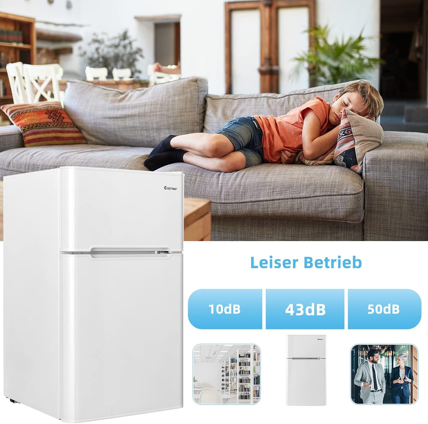 COSTWAY 90L Kühlschrank mit 27L Gefrierfach Kühl-Gefrier-Kombination Standkühlschrank Gefrierschrank mini Kühlschrank (weiß) – Bild 20