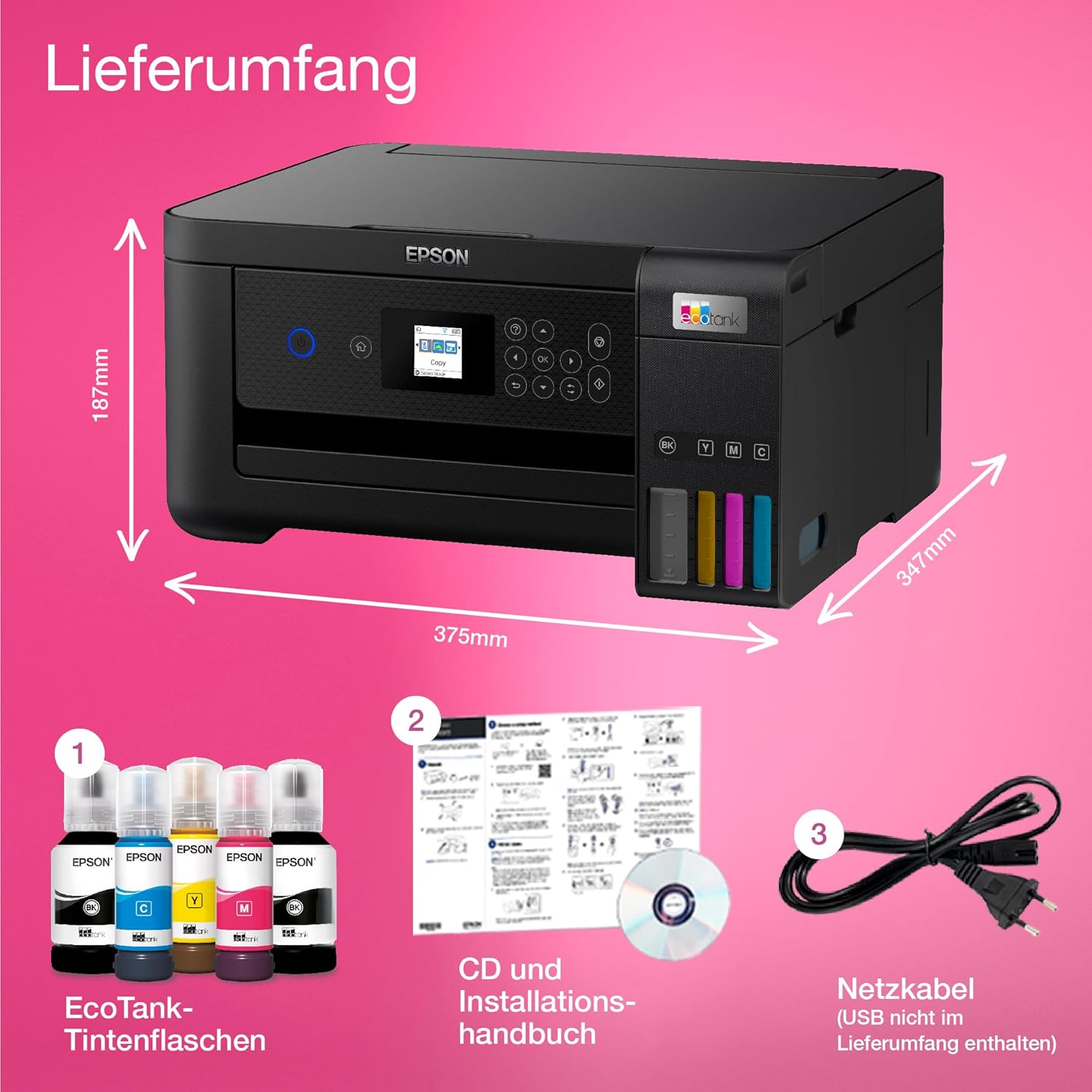 Epson EcoTank ET-2870 A4-Multifunktions-Wi-Fi-Tintentankdrucker, mit einem im Lieferumfang enthaltenen Vorrat an Tinten bis zu 3 Jahren – Bild 37