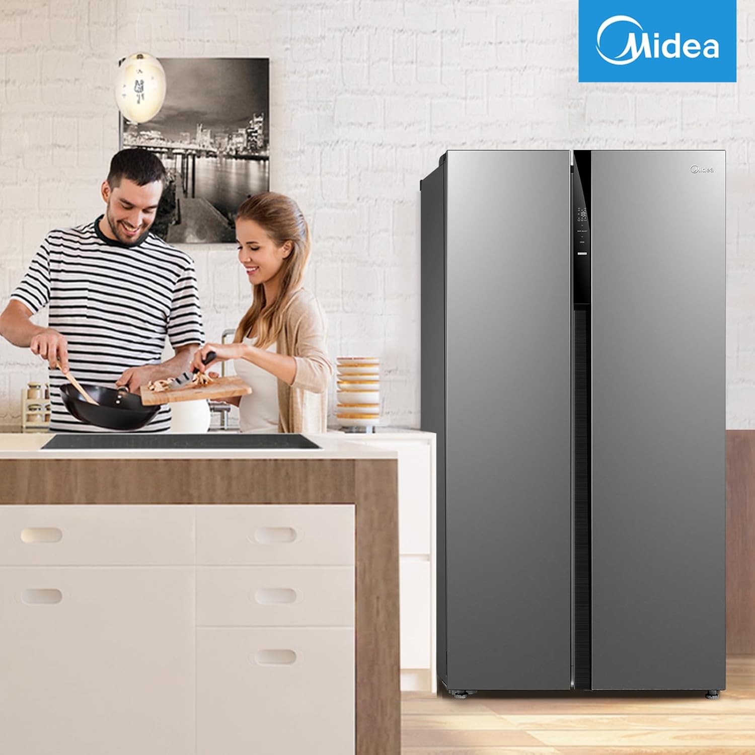 Midea KS-DDX 6.32 WT Side-by-Side Kühl-/Gefrierkombination/ 178,8 cm Hhe/ 254 kWh/Jahr/No Frost/Dual Inverter Compressor/mit 3in1 Wasser-/Eisspender und Wassertank, Dark Inox – Bild 67
