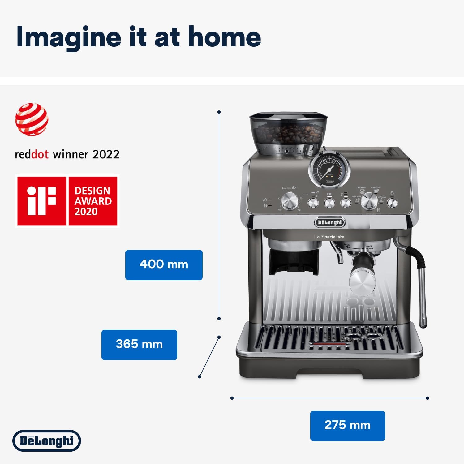 De'Longhi La Specialista Arte EC9155.MB Siebtrgermaschine, Espressomaschine mit Mahlwerk, 8 Mahlgrade, 15 Bar, 3 Temperaturen, Milchschaumdüse, 1300 W, 1,5 l Tank, Edelstahl/Schwarz inkl. Barista-Kit – Bild 17
