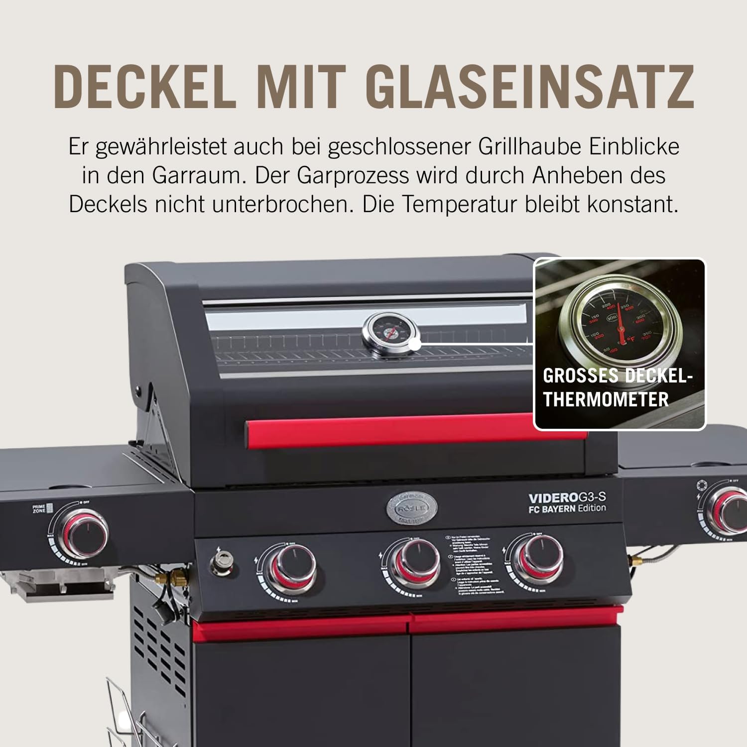 RÖSLE Elektrogrill BBQ-Portable Videro E2-P, tragbarer Tischgrill mit 2 Brennern, Warmhalterost und Deckel mit Glaseinsatz, pulverbeschichteter Stahl, schwarz/silbern – Bild 59