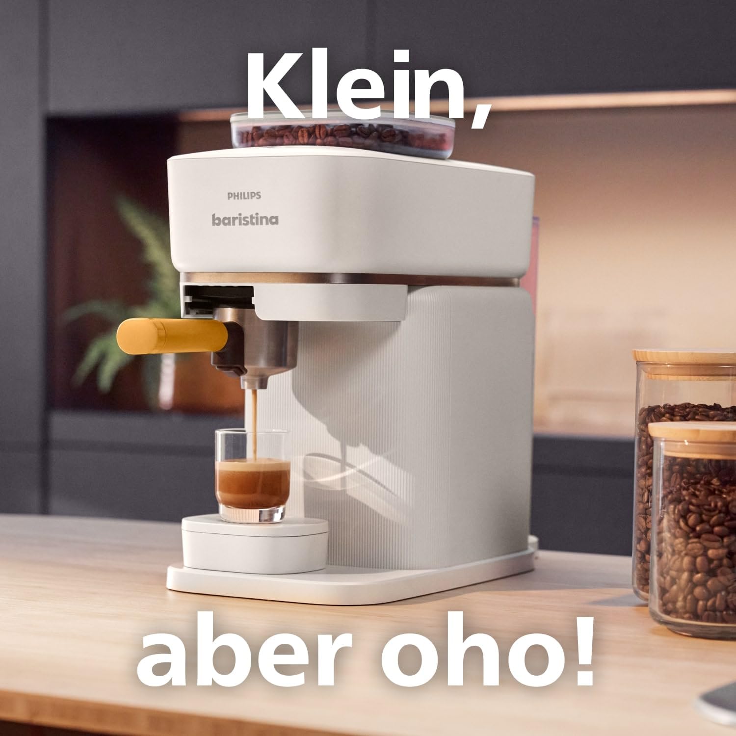 Philips Baristina Espressomaschine - Real Espresso- made simple. Kompakte Kaffeemaschine- Naturweiß mit weißem Siebträger- 16-bar-Pumpendruck- automatisches Mahlwerk- Cafe Crema (BAR300/00) – Bild 44