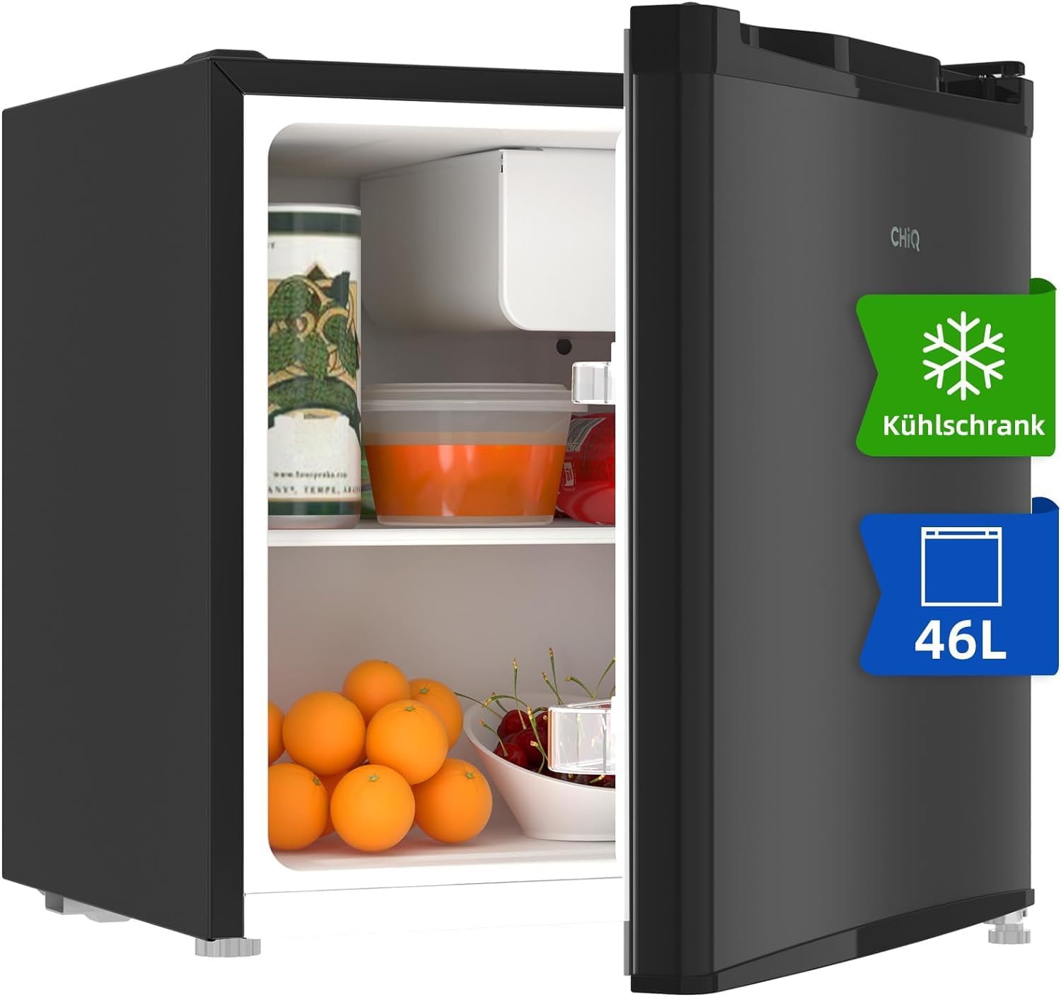 CHIQ Mini Bar Fridge 46 L, Mini Fridge, 49.6 x 47.4 x 44.7 cm (H x W x D), E Energy Consumption 80 kWh per Year, Very Quiet 39 dB – Bild 2