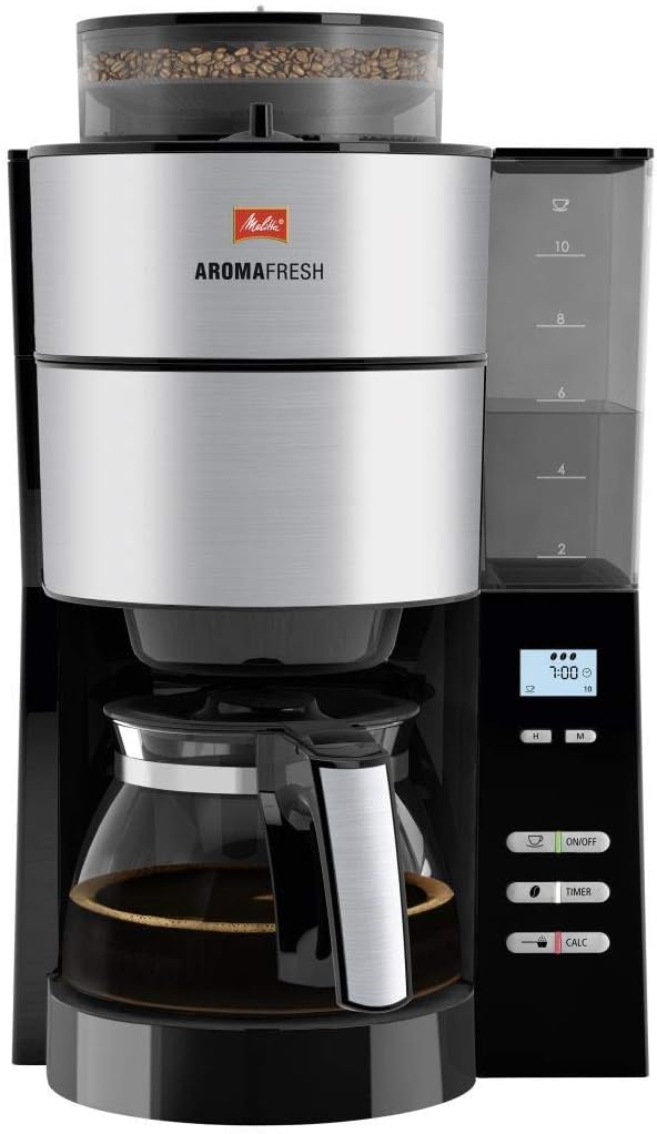 Melitta AromaFresh - Filterkaffeemaschine - mit Glaskanne - integriertes Mahlwerk - Timer Funktion - 10 Tassen - Pure Black – Bild 44