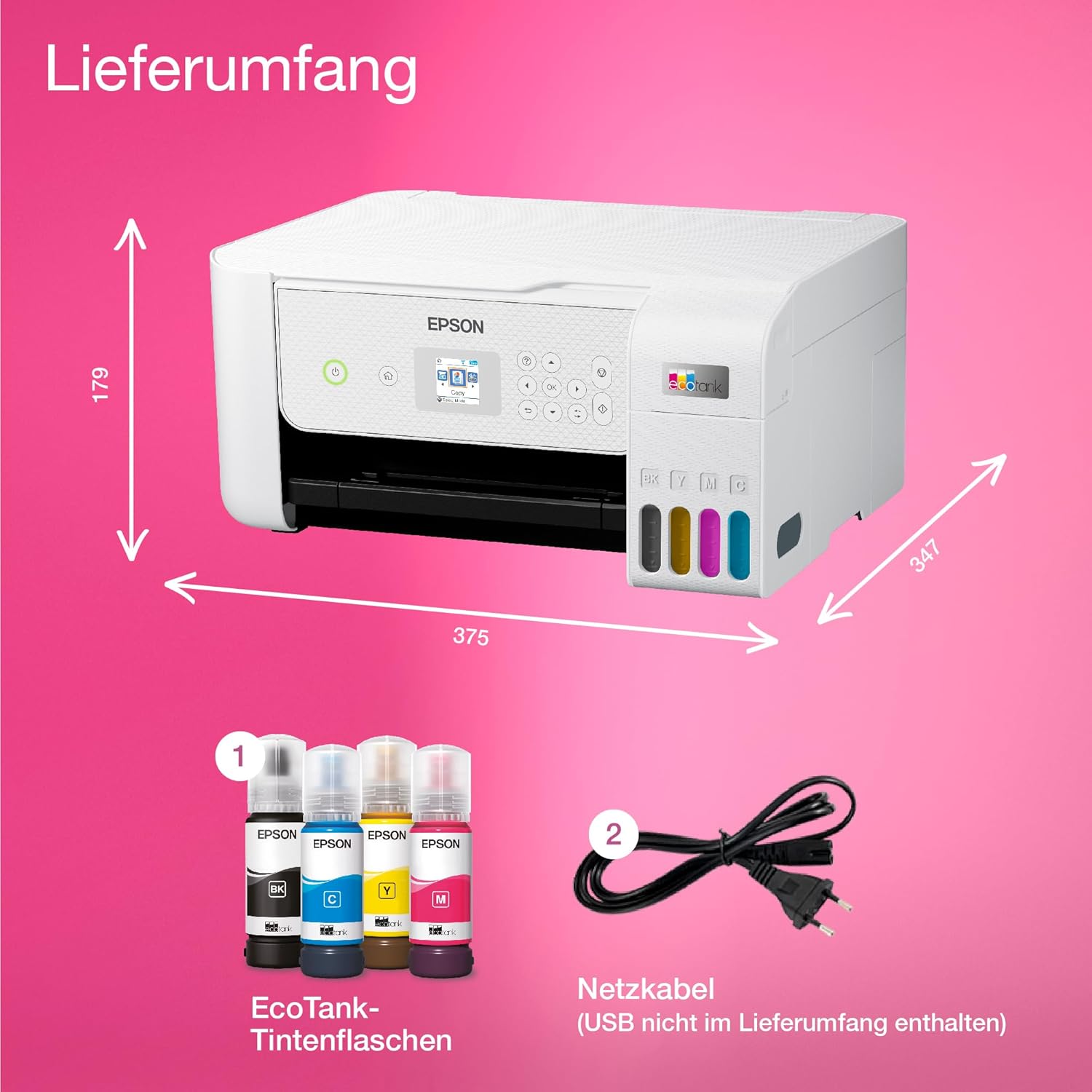Epson EcoTank ET-2870 A4-Multifunktions-Wi-Fi-Tintentankdrucker, mit einem im Lieferumfang enthaltenen Vorrat an Tinten bis zu 3 Jahren – Bild 28