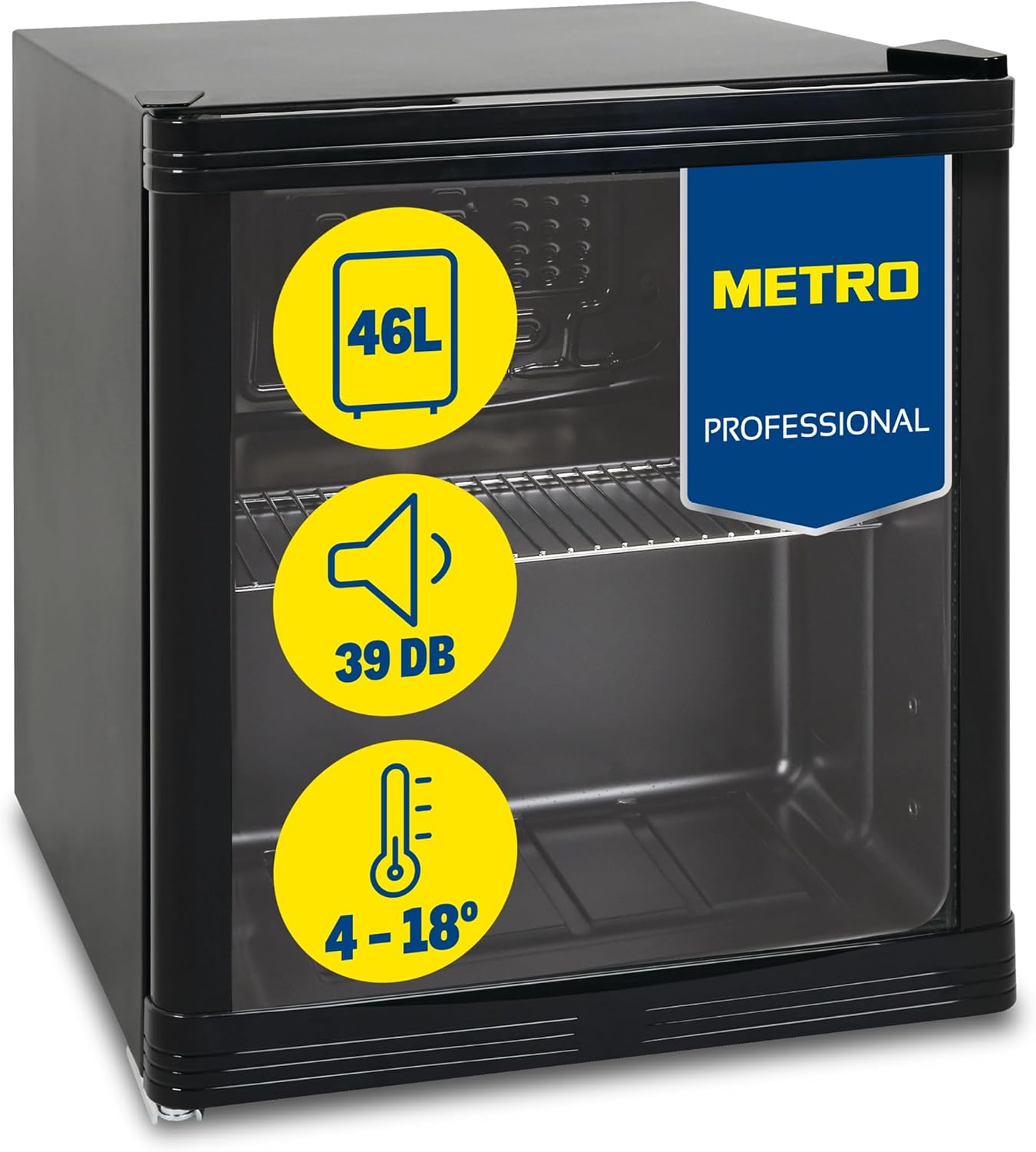 METRO Professional Mini-Kühlschrank GPC1088, 88 L, 1.052 kWh/24h, 3 Edelstahl-Drahtböden, schwarz – Bild 7