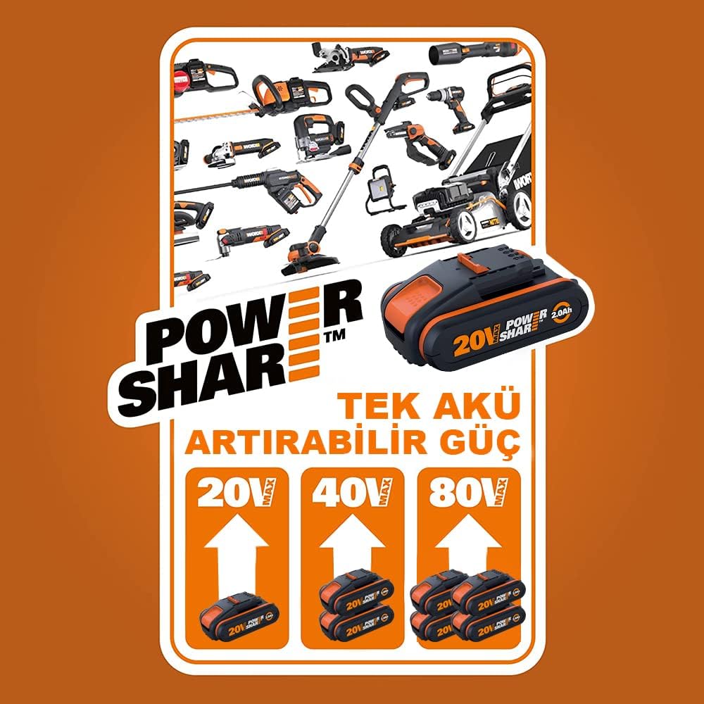 WORX WG252E.9 Akku Teleskop Heckenschere - 45cm Schnittbreite - 10-Fach Verstellbarer Teleskopstiel bis 3,20 Meter Hhe - PowerShare kompatibel - Ohne Akku & Ladegert – Bild 24