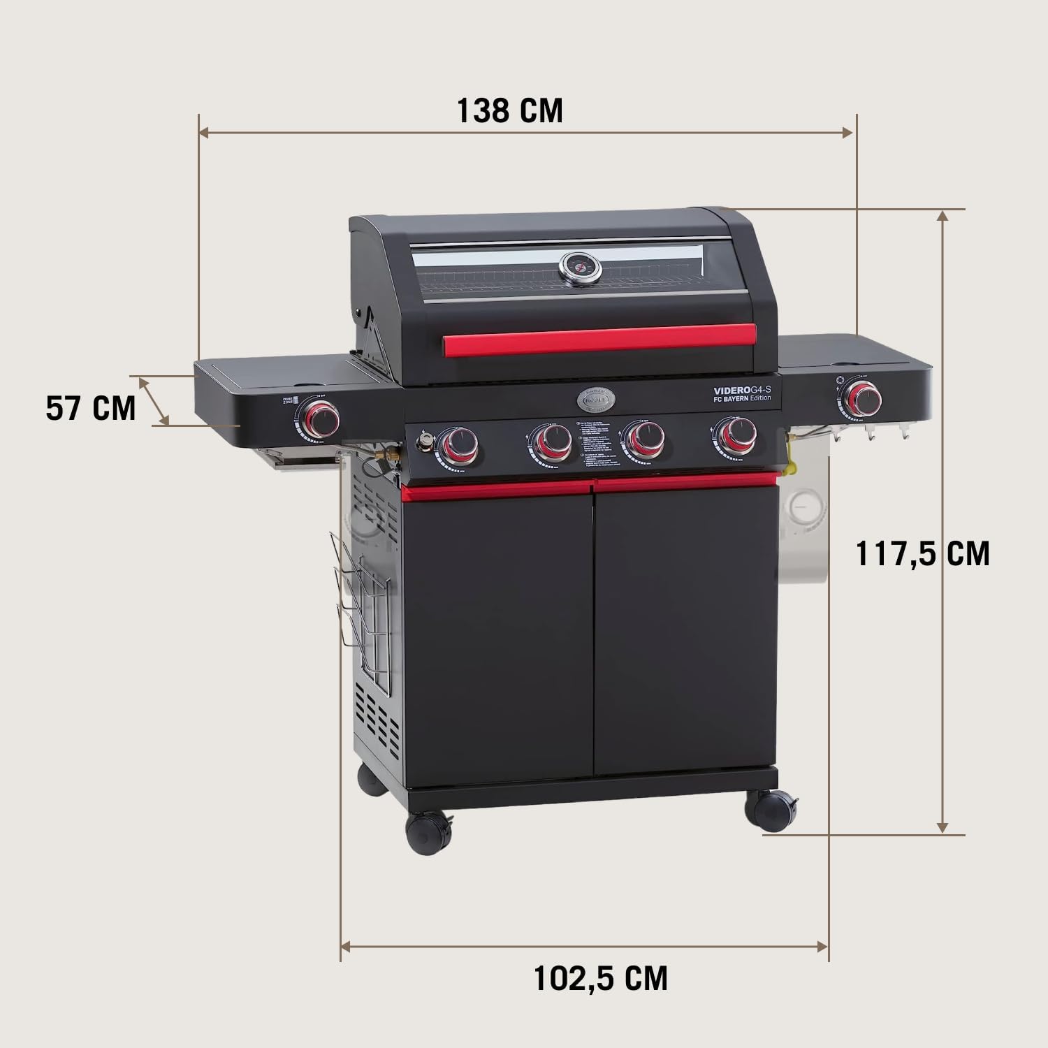 RÖSLE Elektrogrill BBQ-Portable Videro E2-P, tragbarer Tischgrill mit 2 Brennern, Warmhalterost und Deckel mit Glaseinsatz, pulverbeschichteter Stahl, schwarz/silbern – Bild 42
