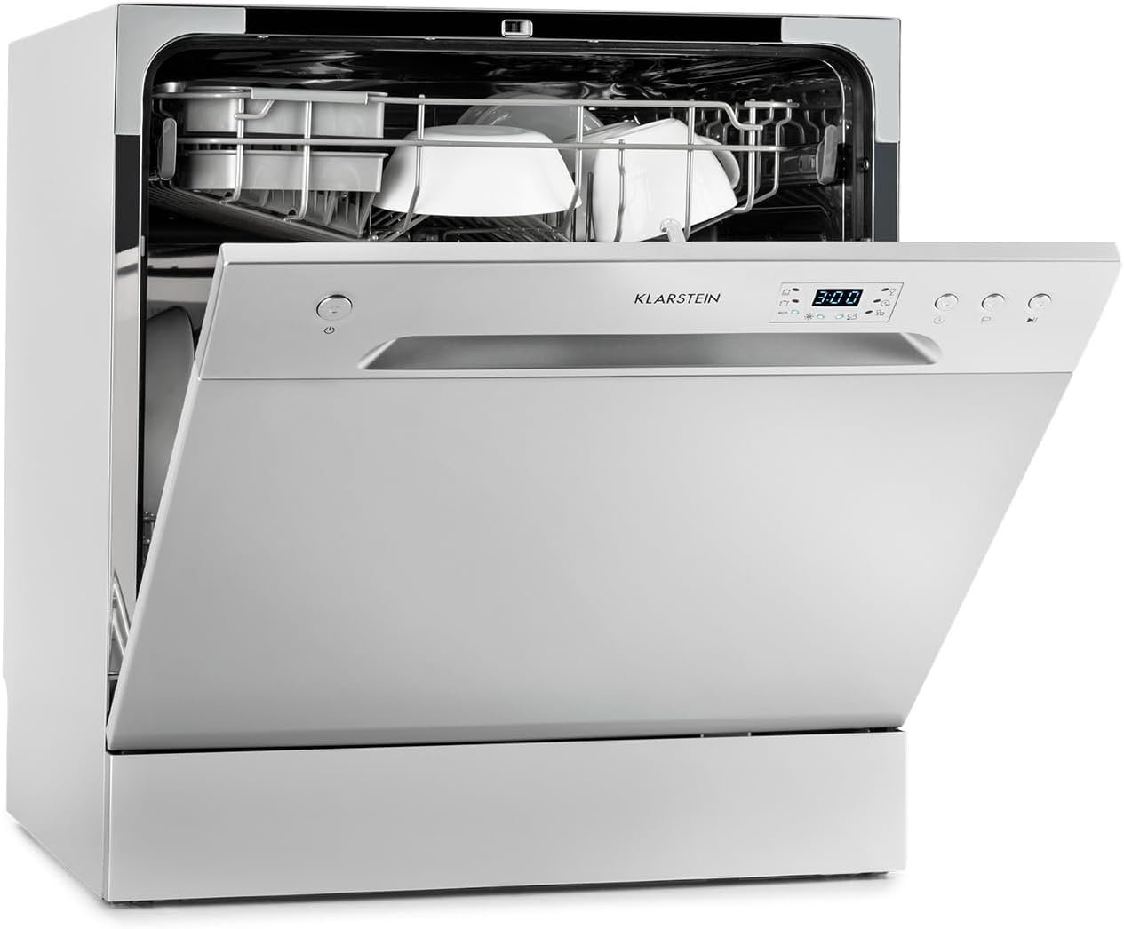 Klarstein ia 8 - Spülmaschine, Geschirrspüler, Freistehend, Teilintegriert, F, 55 cm breit, 8 Maßgedecke, 6 Programme, Aquastop, silber – Bild 14