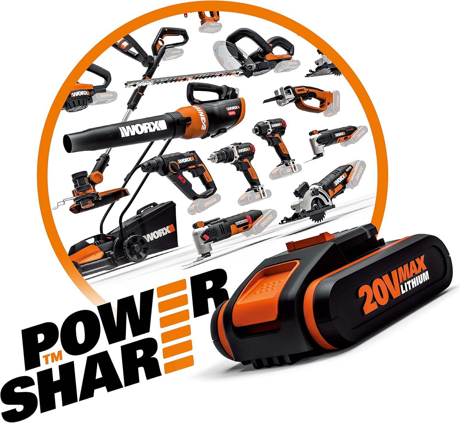 WORX WG252E.9 Akku Teleskop Heckenschere - 45cm Schnittbreite - 10-Fach Verstellbarer Teleskopstiel bis 3,20 Meter Hhe - PowerShare kompatibel - Ohne Akku & Ladegert – Bild 17