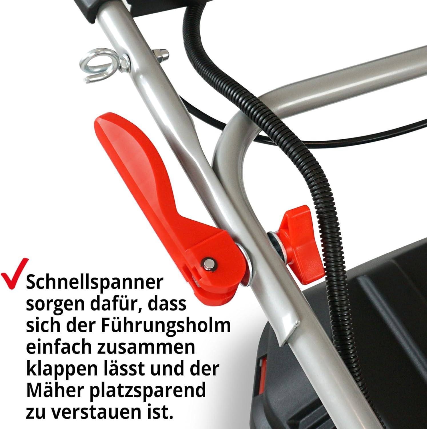 HECHT 5-IN-1 Benzin Rasenmäher – leistungsstarker 4 Takt Eco Motor 4,4 kW (6,0 PS) – Elektrostart – 53 cm Schnittbreite – 75 l Fangkorb – Radantrieb – patentierte Räder – Mulchmäher – Bild 9
