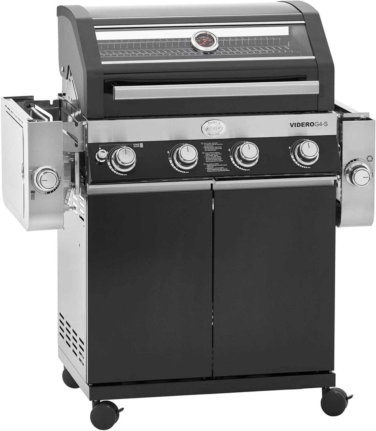 RÖSLE Elektrogrill BBQ-Portable Videro E2-P, tragbarer Tischgrill mit 2 Brennern, Warmhalterost und Deckel mit Glaseinsatz, pulverbeschichteter Stahl, schwarz/silbern – Bild 49
