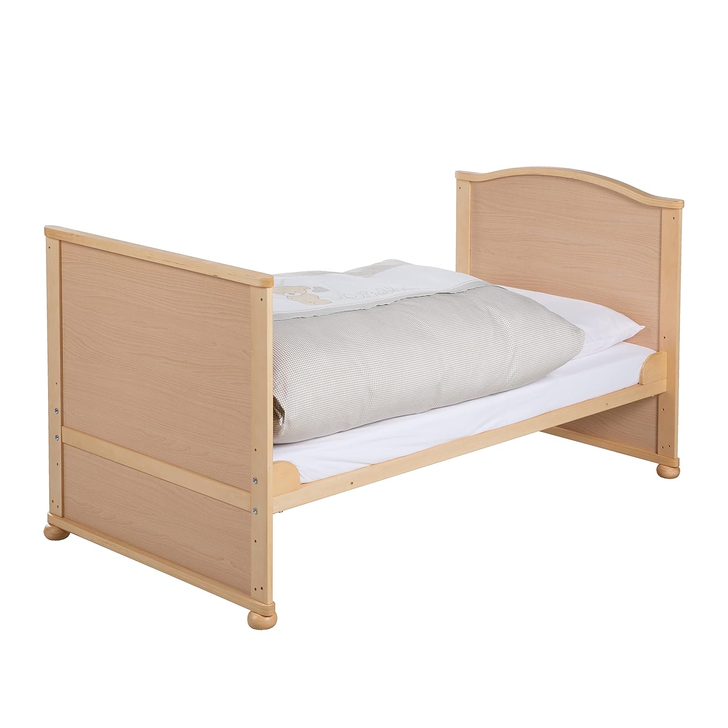roba Babybett Set Adam & Eule - 70 x 140 cm - Mitwachsendes Kinderbett mit Bettwäsche, Himmel, Matratze - Höhenverstellbar - zu Juniorbett umbaubar - Holz weiß – Bild 5