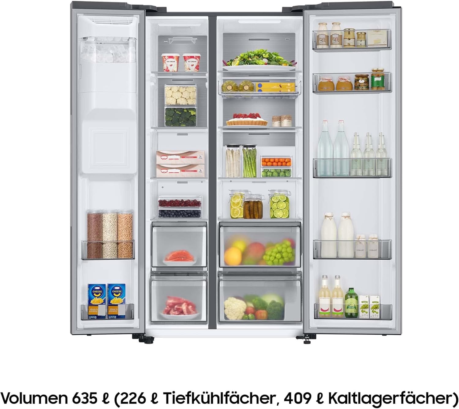 Samsung Side-by-Side-Kühlschrank mit Gefrierfach, 178 cm, 635 l, AI Energy Mode, Wasser- und Eisspender, No Frost+, Premium Black Steel, RS6GA854CB1/EG – Bild 6