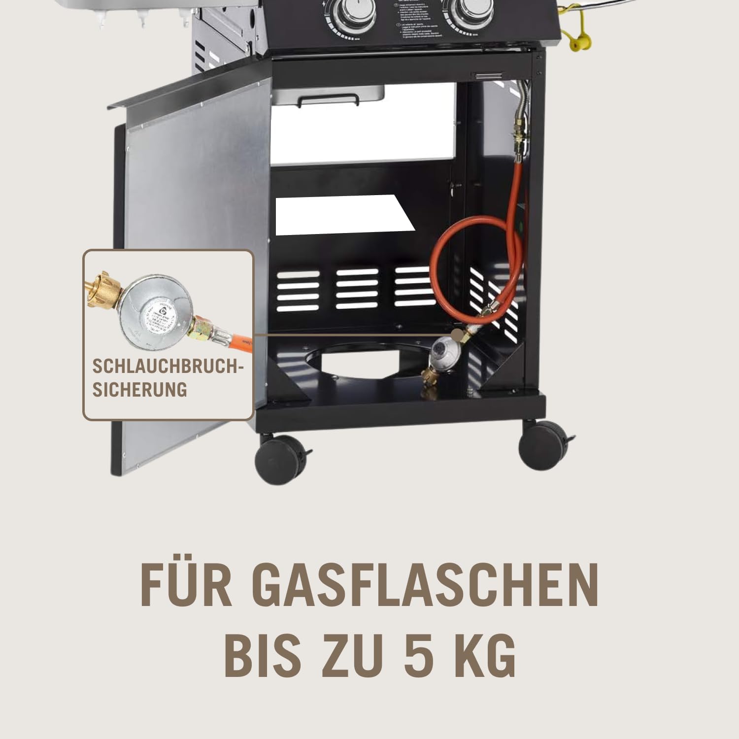 RÖSLE Elektrogrill BBQ-Portable Videro E2-P, tragbarer Tischgrill mit 2 Brennern, Warmhalterost und Deckel mit Glaseinsatz, pulverbeschichteter Stahl, schwarz/silbern – Bild 35