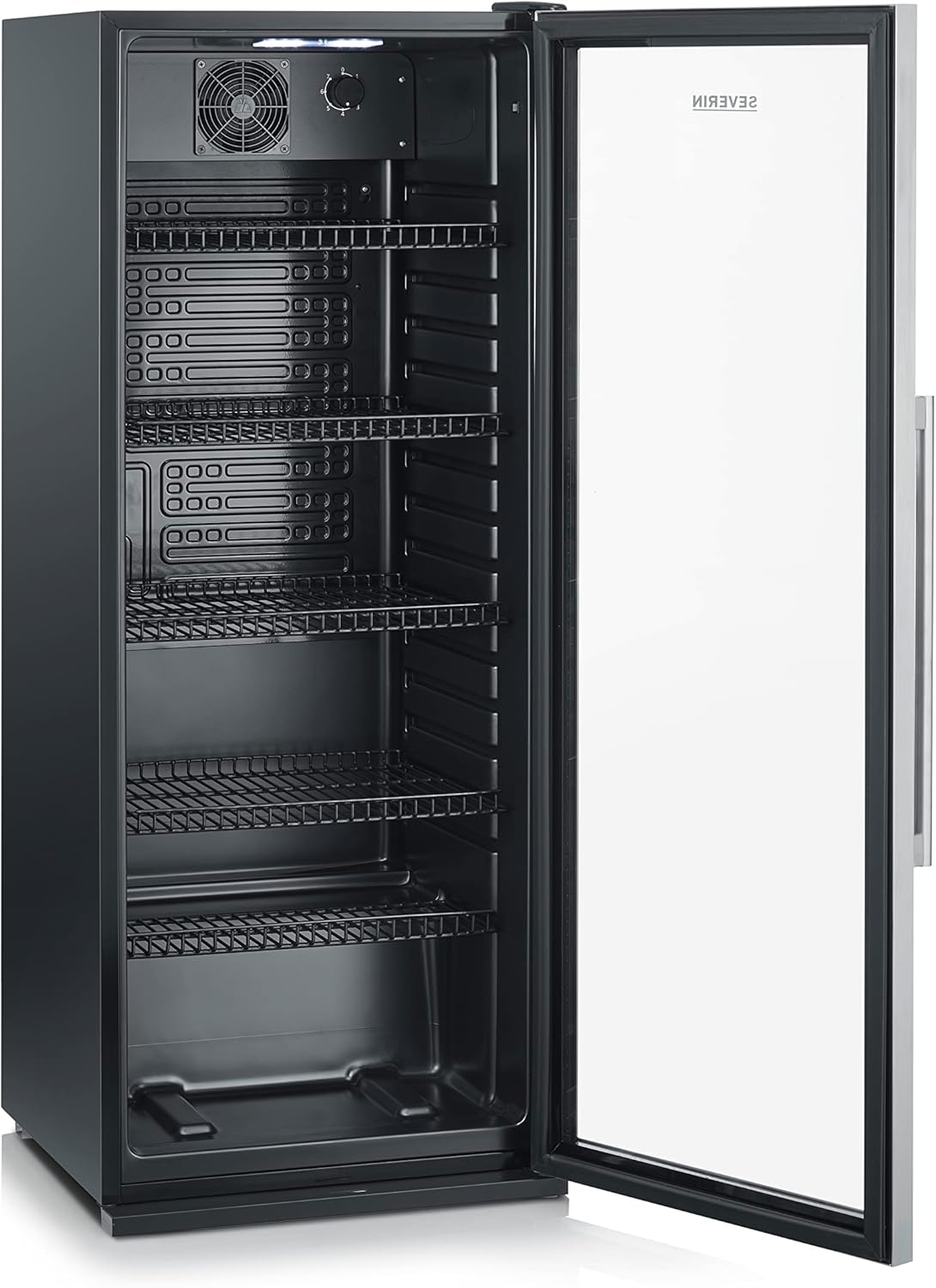 SEVERIN Flaschenkühlschrank, mit integriertem Schloss und integrierter LED-Beleuchtung, 118 L Nutzinhalt, schwarz/silber, FSK 8840 – Bild 7