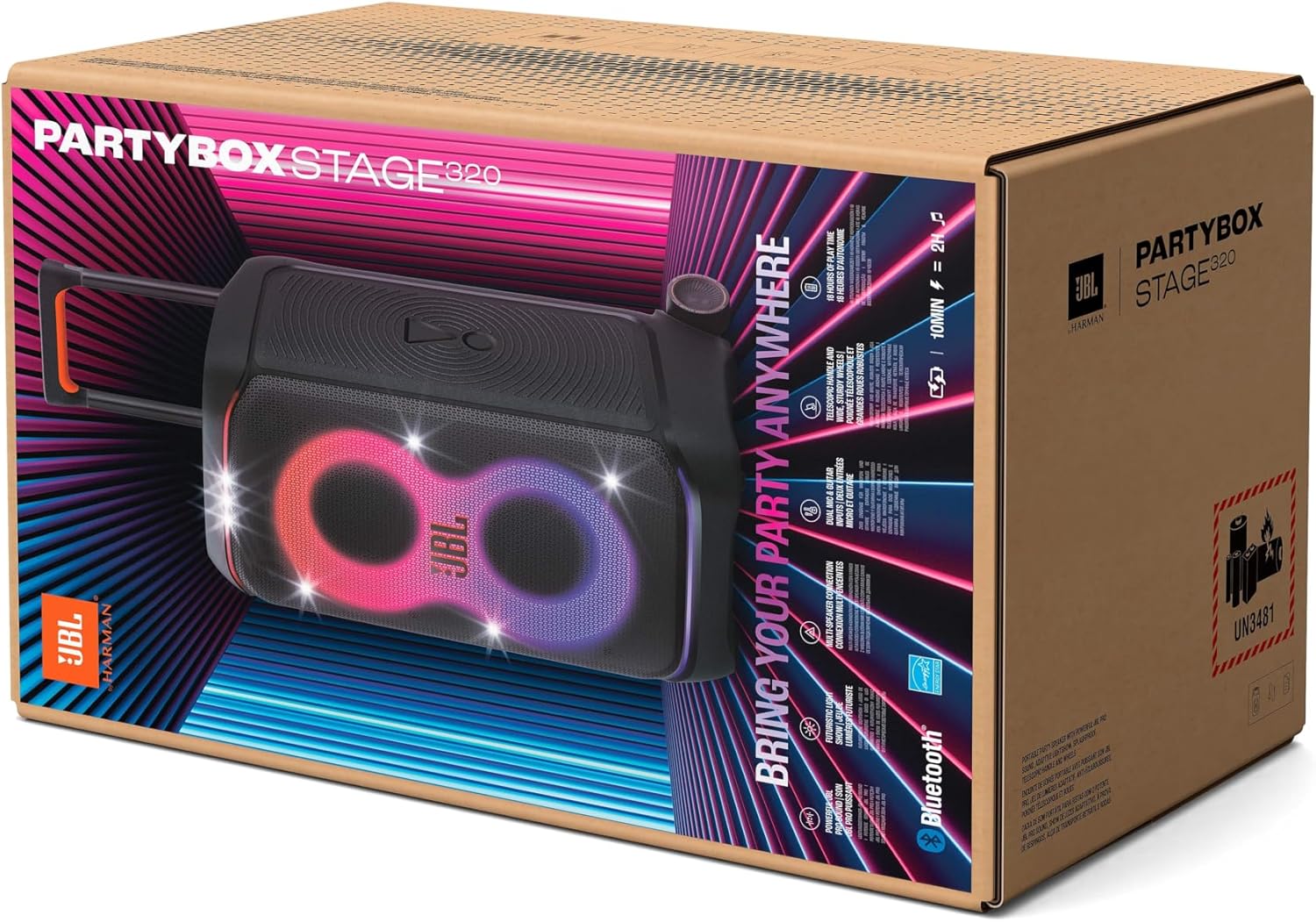 JBL Partybox Stage 120 in Schwarz – Tragbare Bluetooth-Lautsprecher-Box mit JBL Pro Sound, Lichtshow, KI-Sound-Boost und Teleskopgriff – 12 h Laufzeit – Bild 10