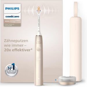 Philips Sonicare DiamondClean Prestige 9900 – Elektrische Zahnbürste mit SenseIQ, A3 Premium-All-in-One-Bürstenkopf und Ladeetui in Mitternachtsblau (Modell HX9992/12)