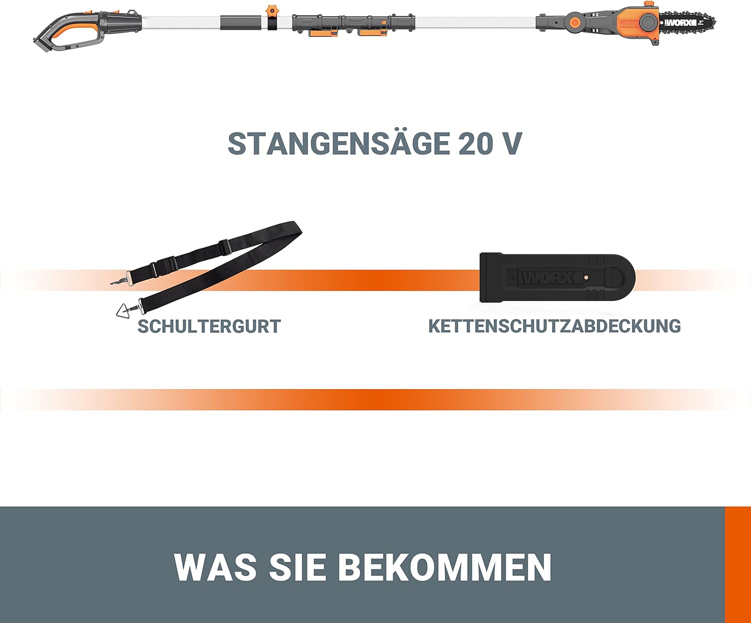 WORX WG252E.9 Akku Teleskop Heckenschere - 45cm Schnittbreite - 10-Fach Verstellbarer Teleskopstiel bis 3,20 Meter Hhe - PowerShare kompatibel - Ohne Akku & Ladegert – Bild 8