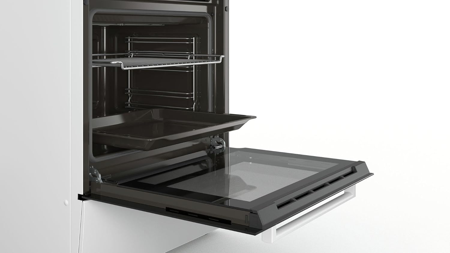 Bosch HKR39C250 Serie 4 Elektro-Standherd, 60 cm breit, EcoClean Direct Reinigungshilfe, 3D Heißluft Backen auf 3 Ebenen, LED-Display-Steuerung, erweiterbare Kochzone für großes Kochgeschirr – Bild 3
